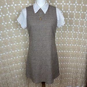 Alice + Olivia Plaid Sleeveless Brown and White Plaid Sleeveless Dress / Size 6